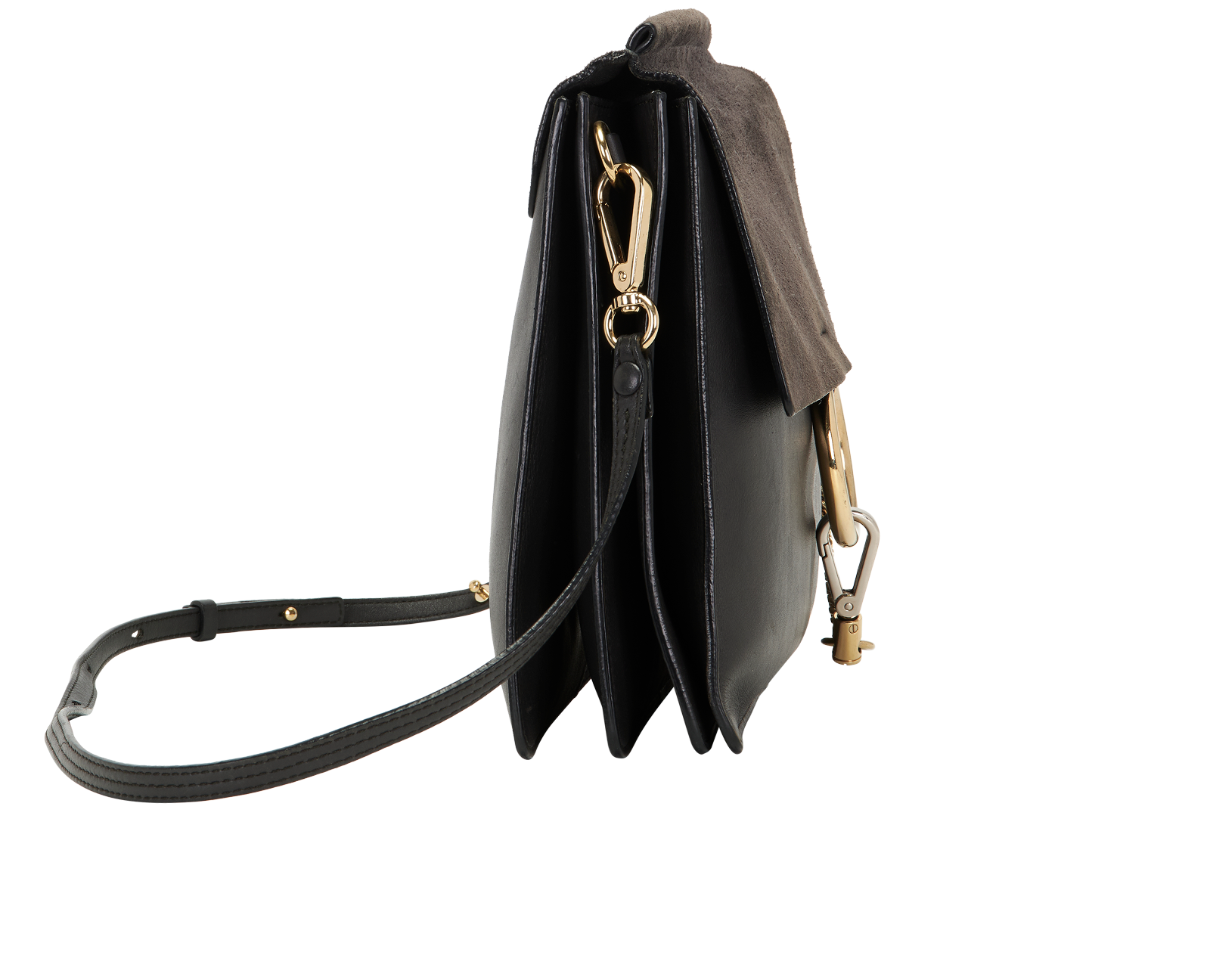 Medium Faye, &pound;220, Handbags, Grey, Leather/Suede, Side view